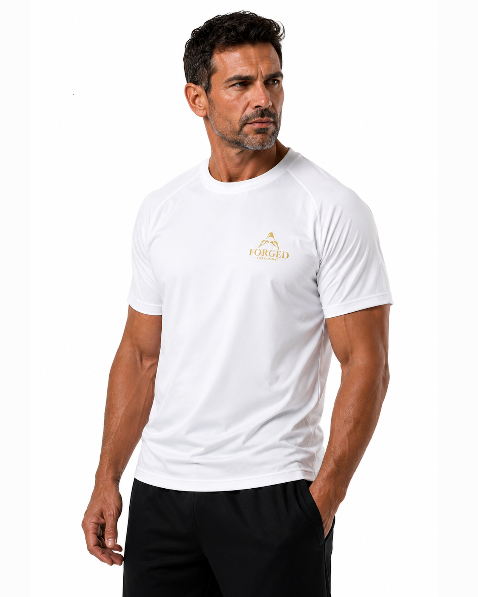 Forged for Combat White Training Gym Cool T-Shirt