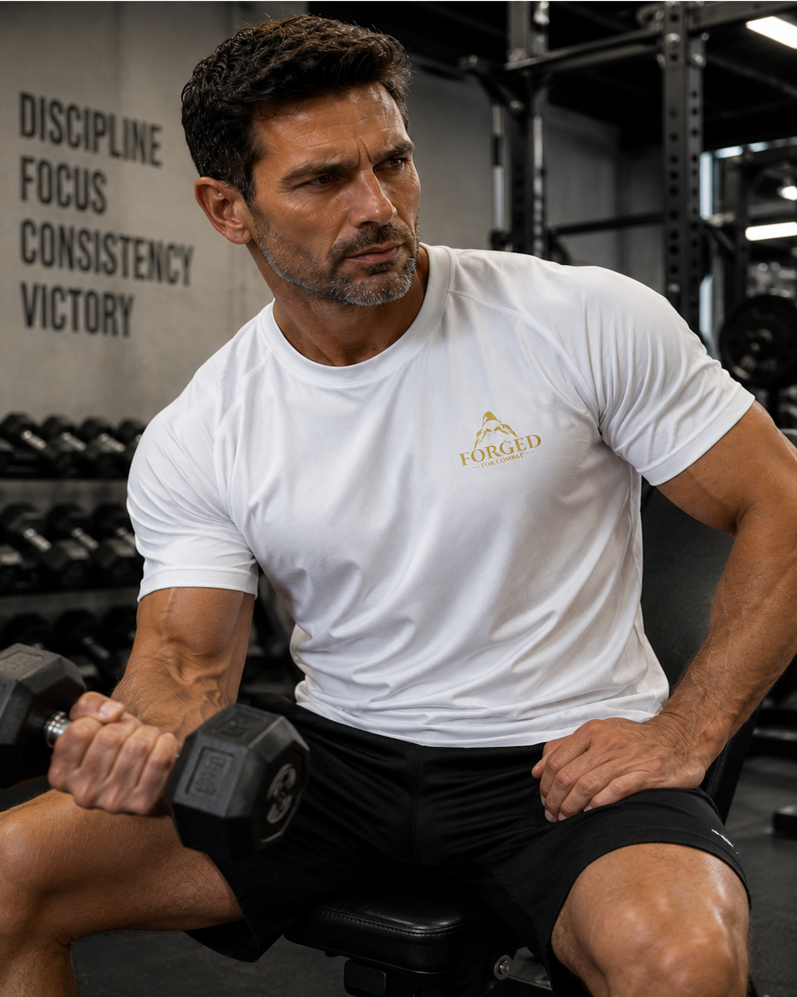 Forged for Combat White Training Gym Cool T-Shirt