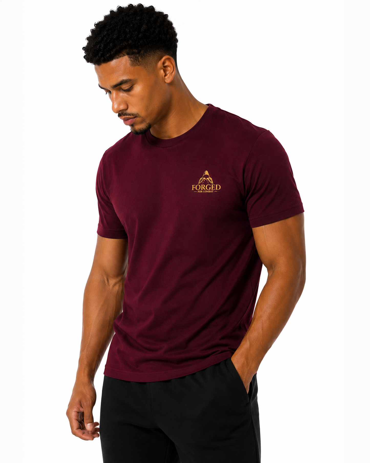 Forged for Combat Burgundy Training Gym Cool T-Shirt