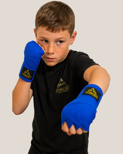 Forged for Combat - Premium Boxing MMA Hand Wraps - Blue 3m (Kids)