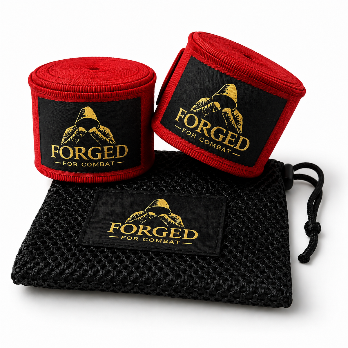 Forged for Combat Premium Boxing Hand Wraps - Red 3m (kids)