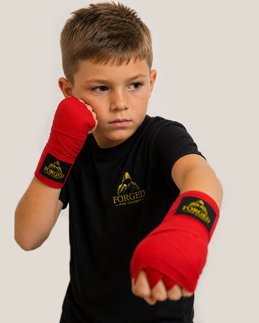 Forged for Combat Premium Boxing Hand Wraps - Red 3m (kids)