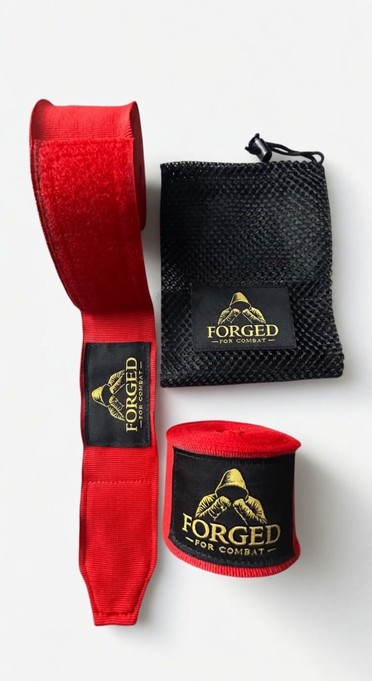 Forged for Combat Premium Boxing Hand Wraps - Red 4.5m