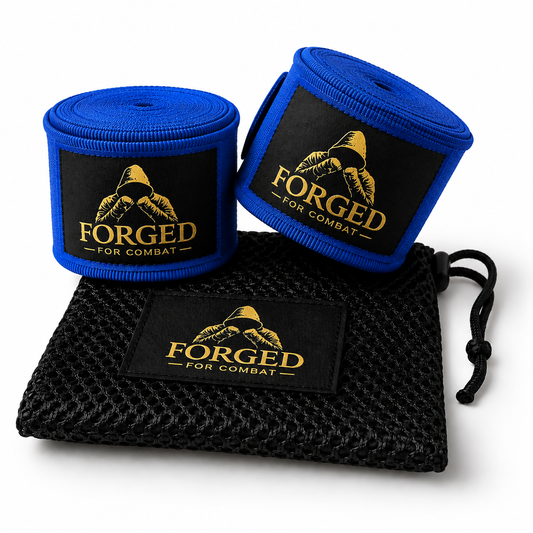 Forged for Combat Premium Boxing MMA Hand Wraps - Blue 4.5m