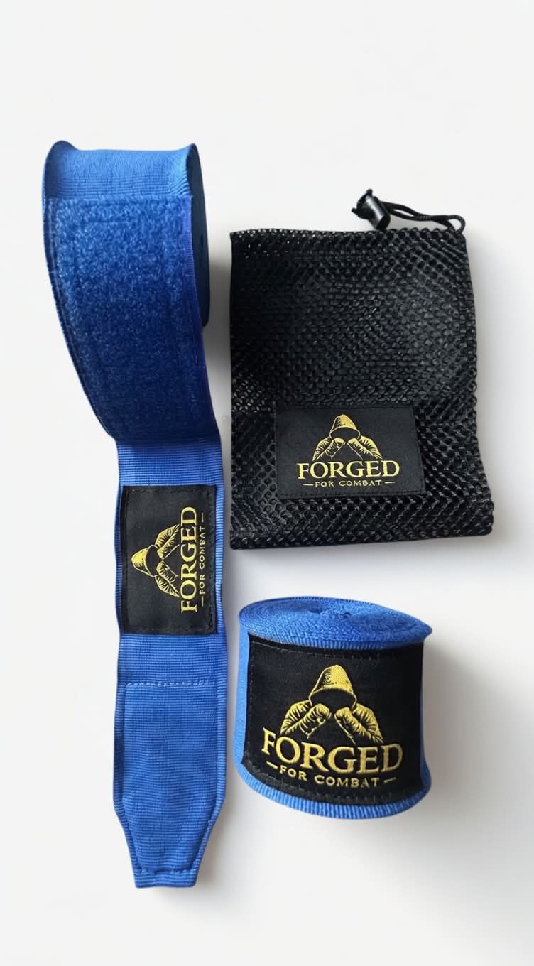 Forged for Combat - Premium Boxing MMA Hand Wraps - Blue 3m (Kids)