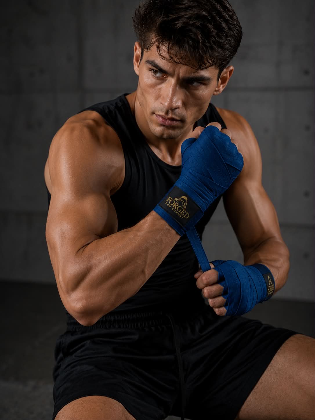 Forged for Combat Premium Boxing MMA Hand Wraps - Blue 4.5m